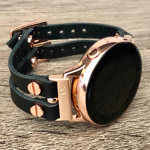 Black Leather Samsung Galaxy Watch 6 Band 20mm Watch Strap Bracelet main image 6